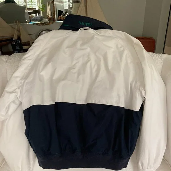 Nautica Men's Windbreaker - Navy/White/Green - Picture 4 of 8